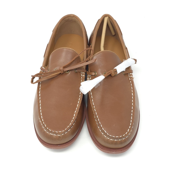 Club Room Sean Cognac Leather Boat Shoes Slip-On 9M